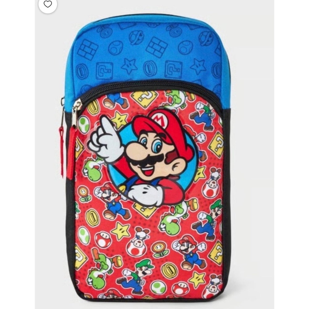 Super Mario Bros Sling Bag boys shoulder backpack Red Blue Nintendo gamer travel